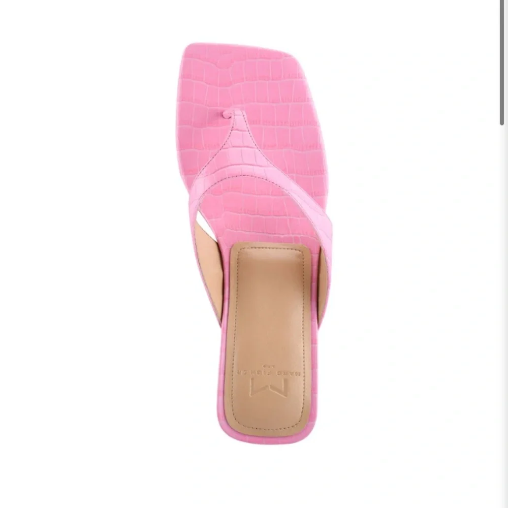Marc Fisher Faren croc-leather thong low heel sandals